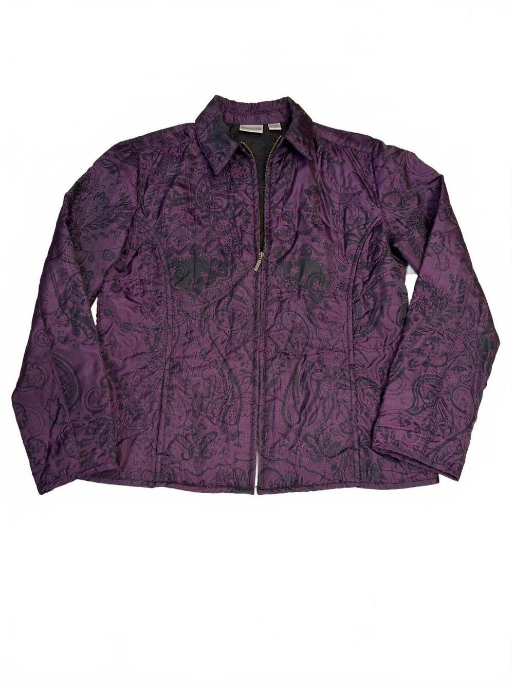 Chicos purple floral zip front jacket